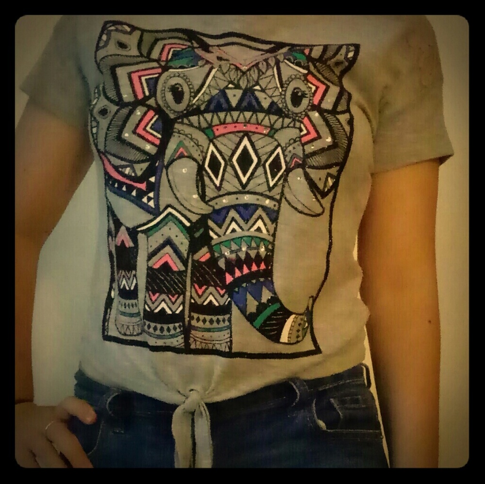 Lace-like Elephant tie-front crop top